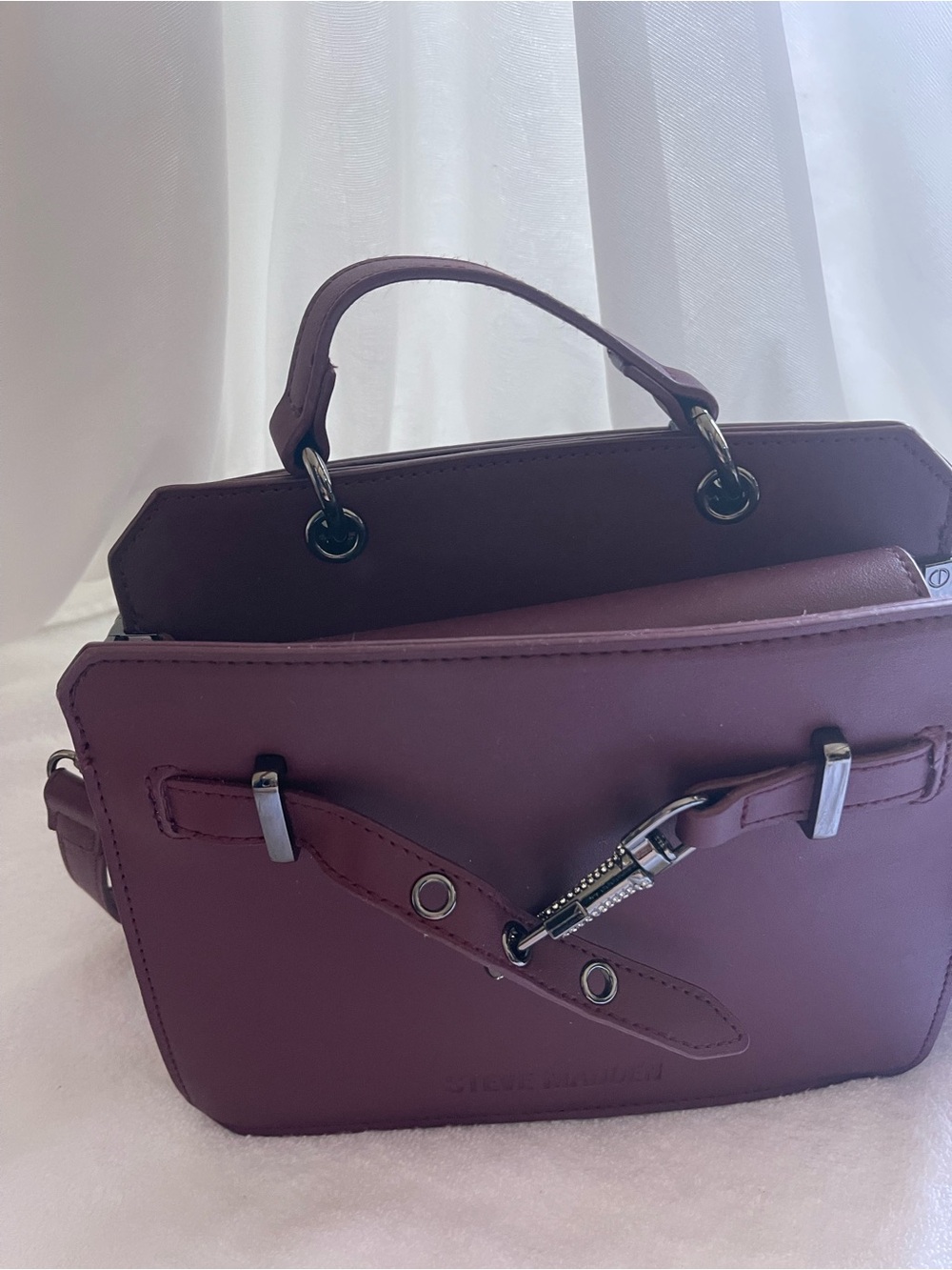 Steve Madden Plum Structured Top-Handle Satchel